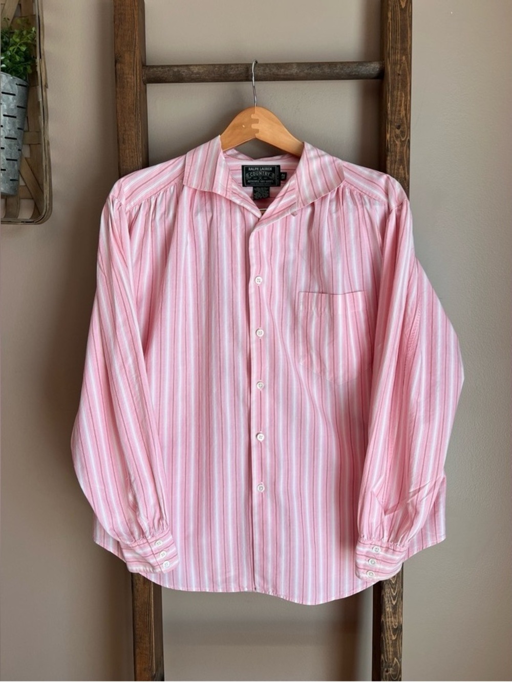 Ralph Lauren Pink & White Striped Button-Down Shirt